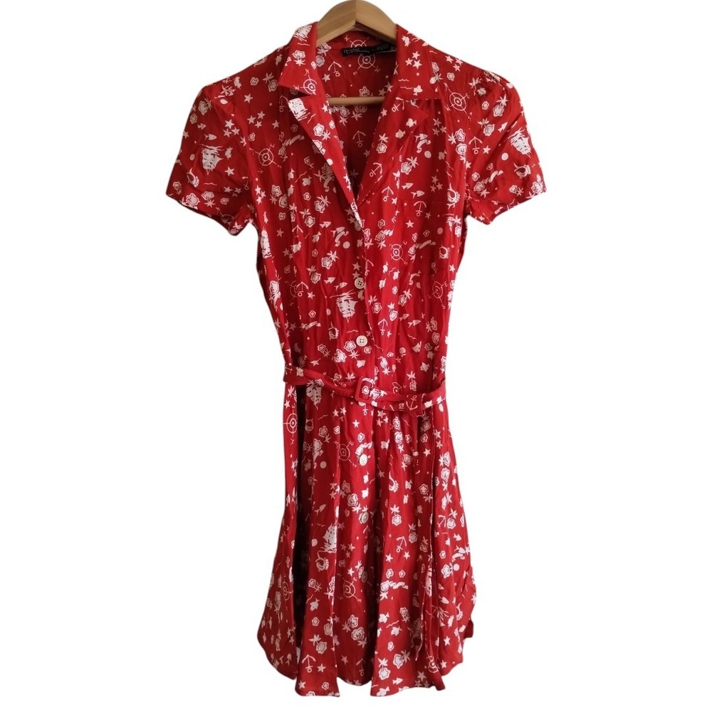 Polo Ralph Lauren Conversational Print Shirt‎ Mini Belted Dress Women's 6